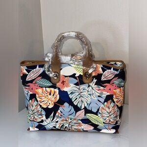 NATURALIZER CANVAS TRAVEL TOTE BAG - TROPICAL FLORAL